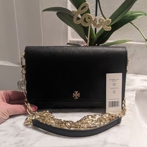 Tory Burch Black Emerson Chain Wallet